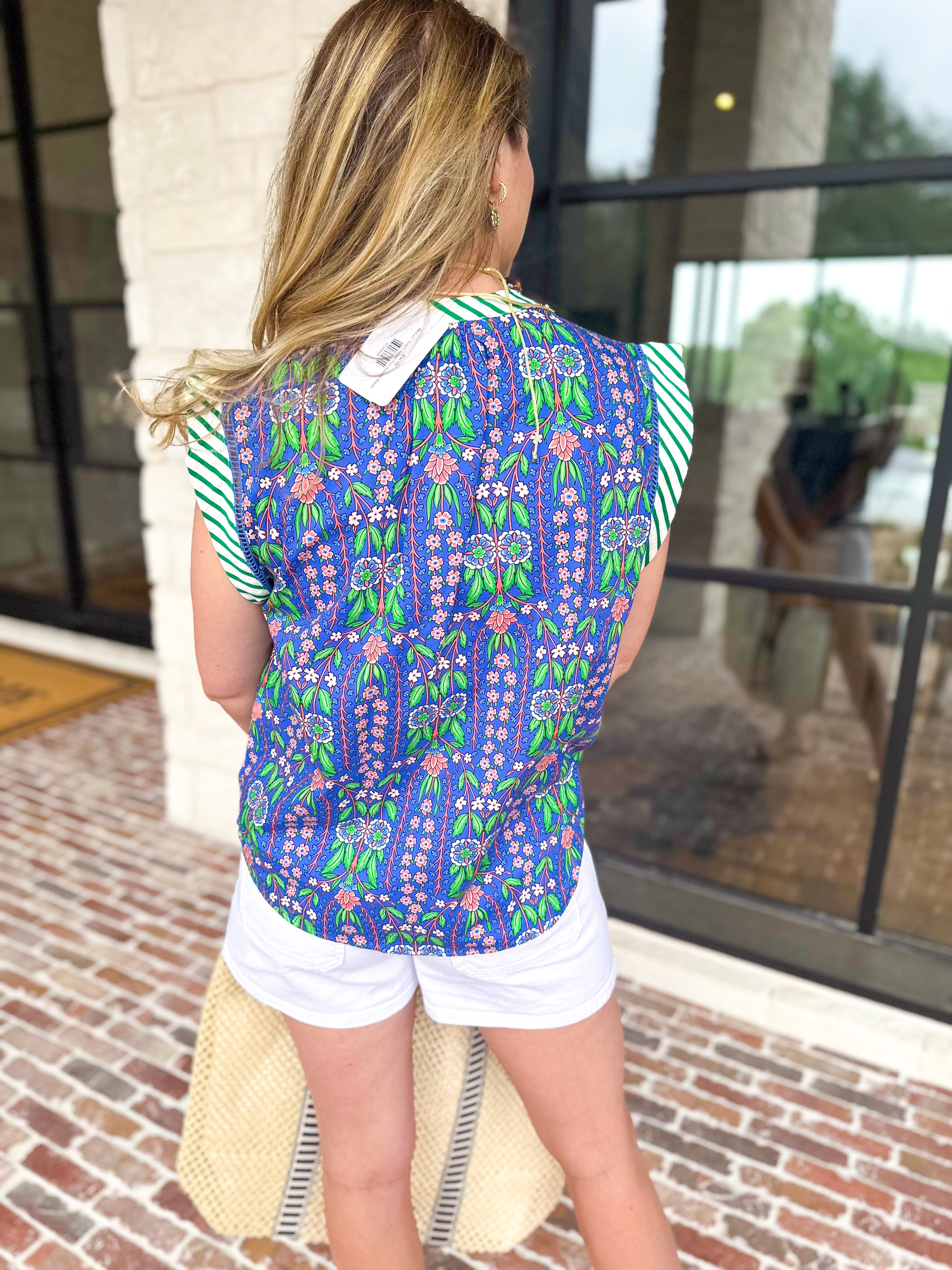 THML - Mixed Print Abstract Blouse-200 Fashion Blouses-THML-July & June Women's Fashion Boutique Located in San Antonio, Texas