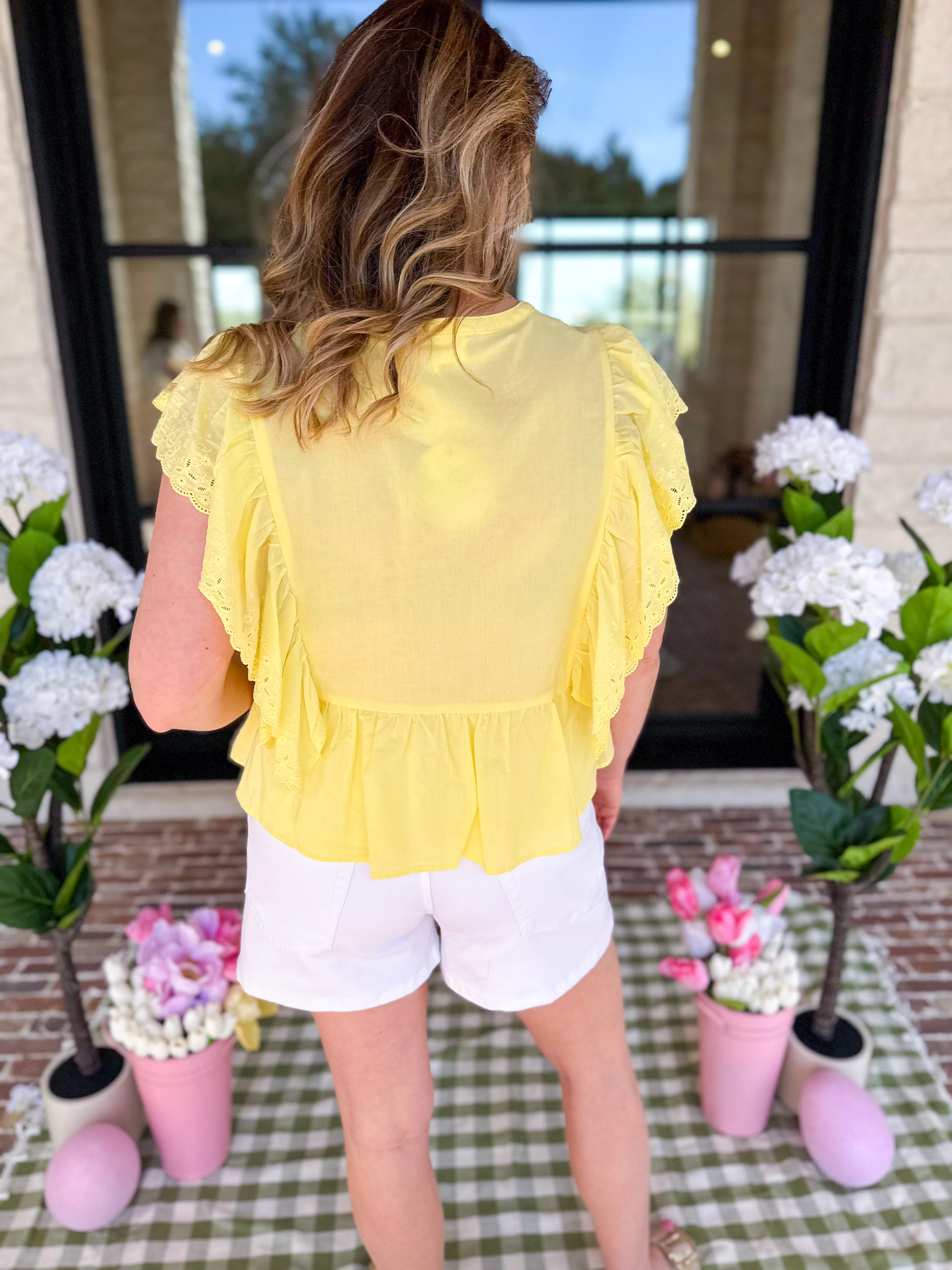 Lemon Drop Blouse-200 Fashion Blouses-IN FEBRUARY-July & June Women's Fashion Boutique Located in San Antonio, Texas