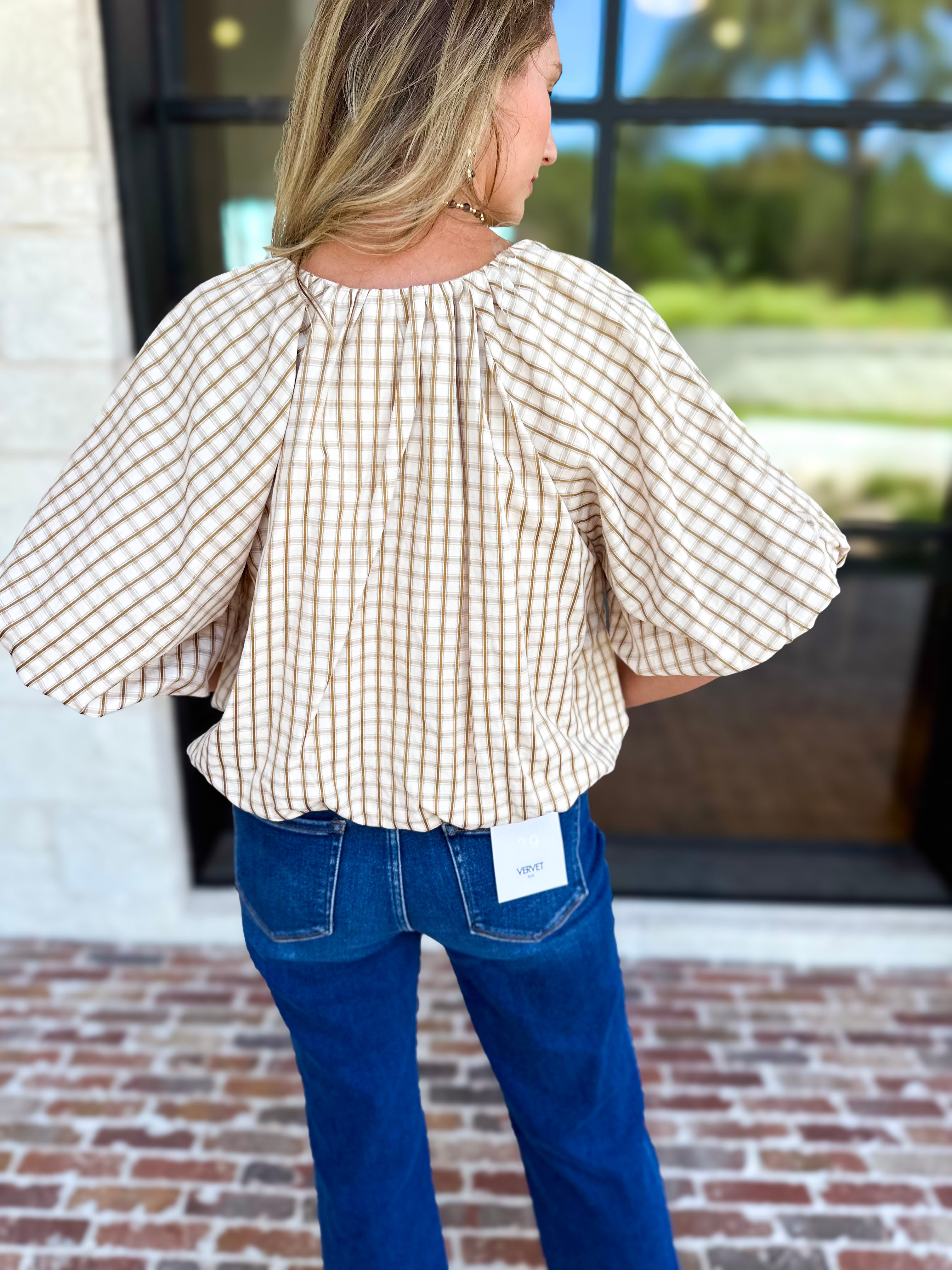 Fall Bubble Blouse-200 Fashion Blouses-ENTRO-July & June Women's Fashion Boutique Located in San Antonio, Texas