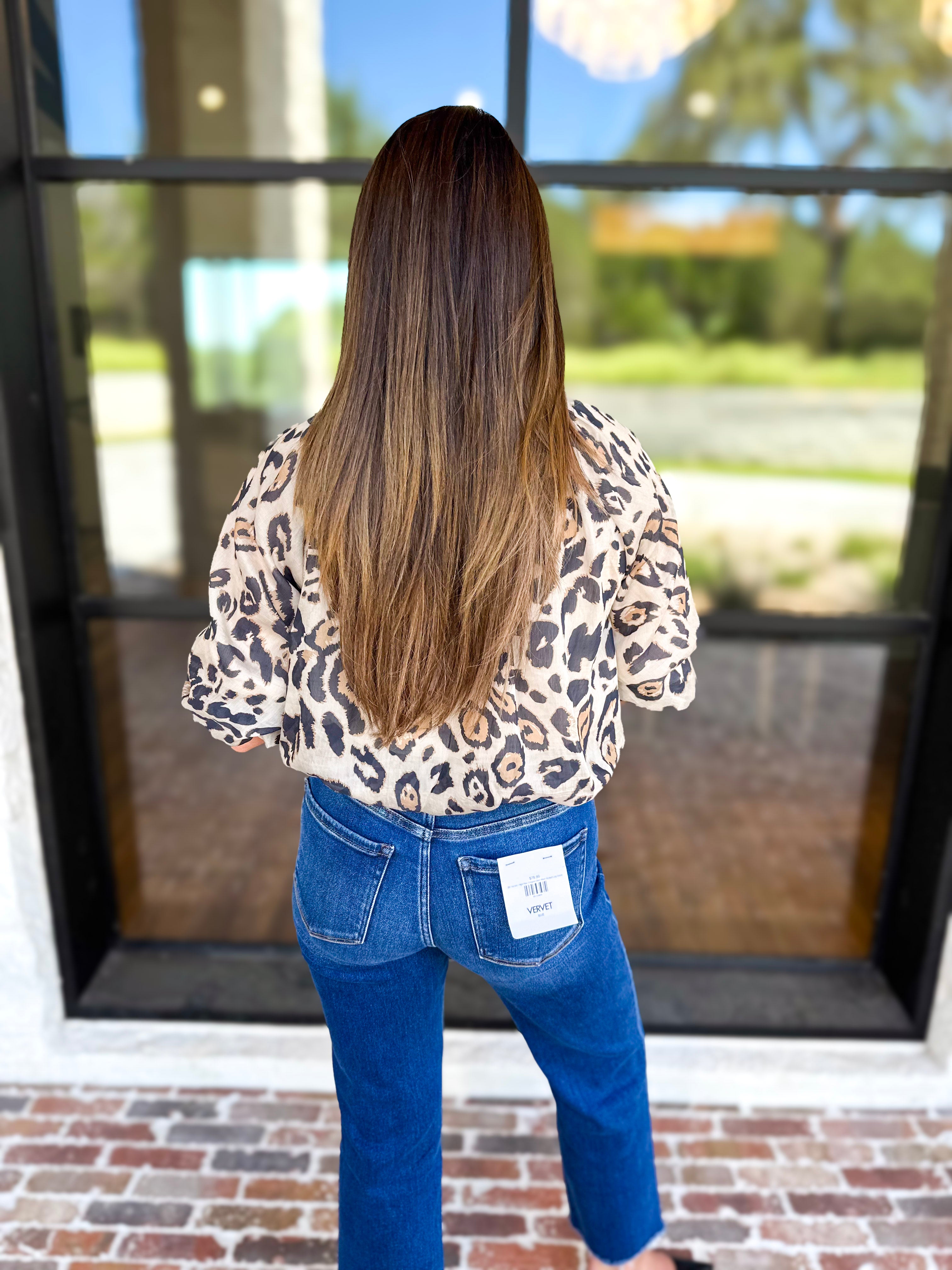THML - Leopard Print Bubble Top-200 Fashion Blouses-THML-July & June Women's Fashion Boutique Located in San Antonio, Texas