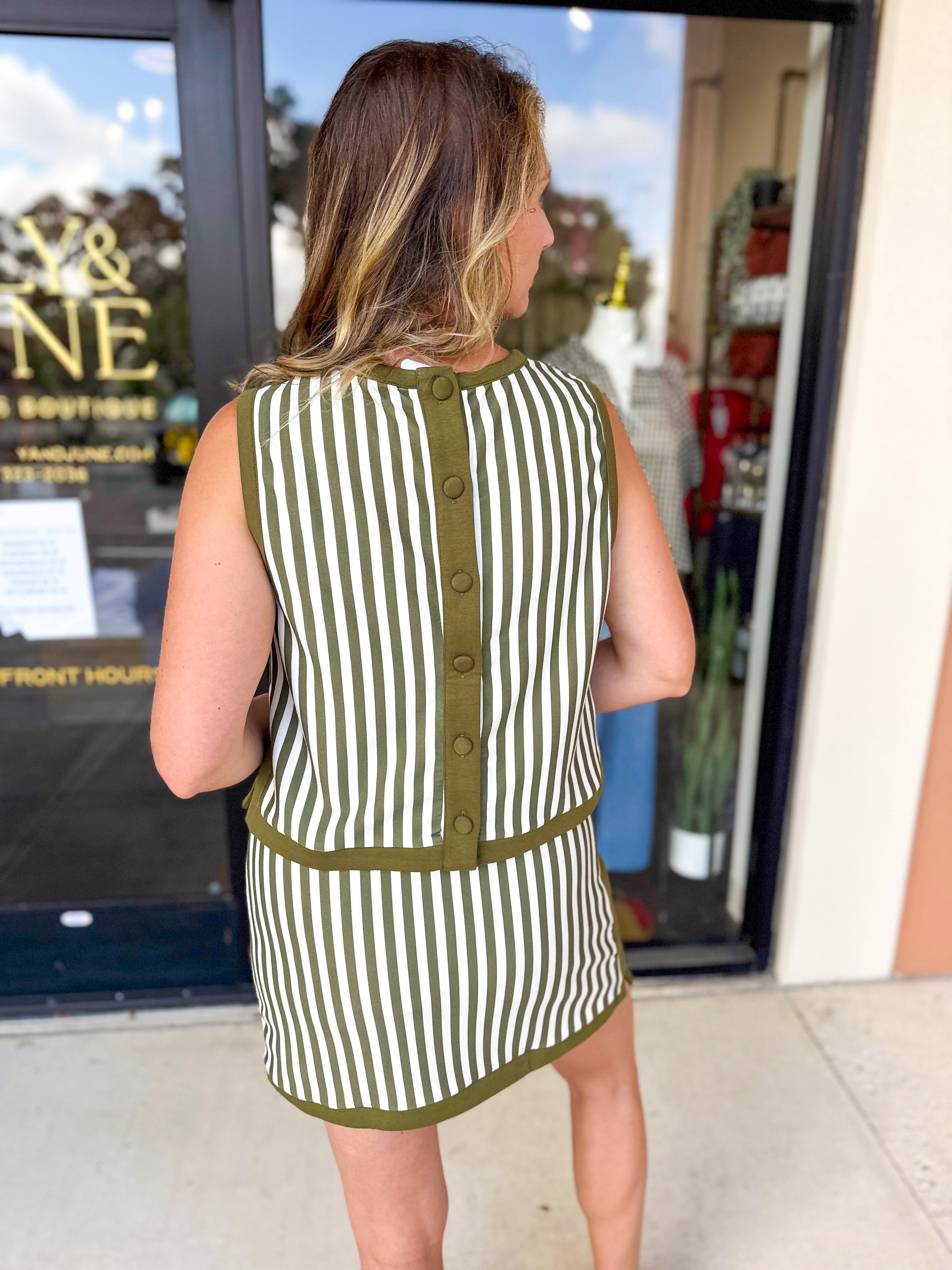On The Go Striped Set - Olive-300 Athleisure/Lounge-ENTRO-July & June Women's Fashion Boutique Located in San Antonio, Texas