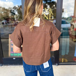Chic Boxy Blouse - Brown-200 Fashion Blouses-ENTRO-July & June Women's Fashion Boutique Located in San Antonio, Texas