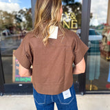 Chic Boxy Blouse - Brown-200 Fashion Blouses-ENTRO-July & June Women's Fashion Boutique Located in San Antonio, Texas