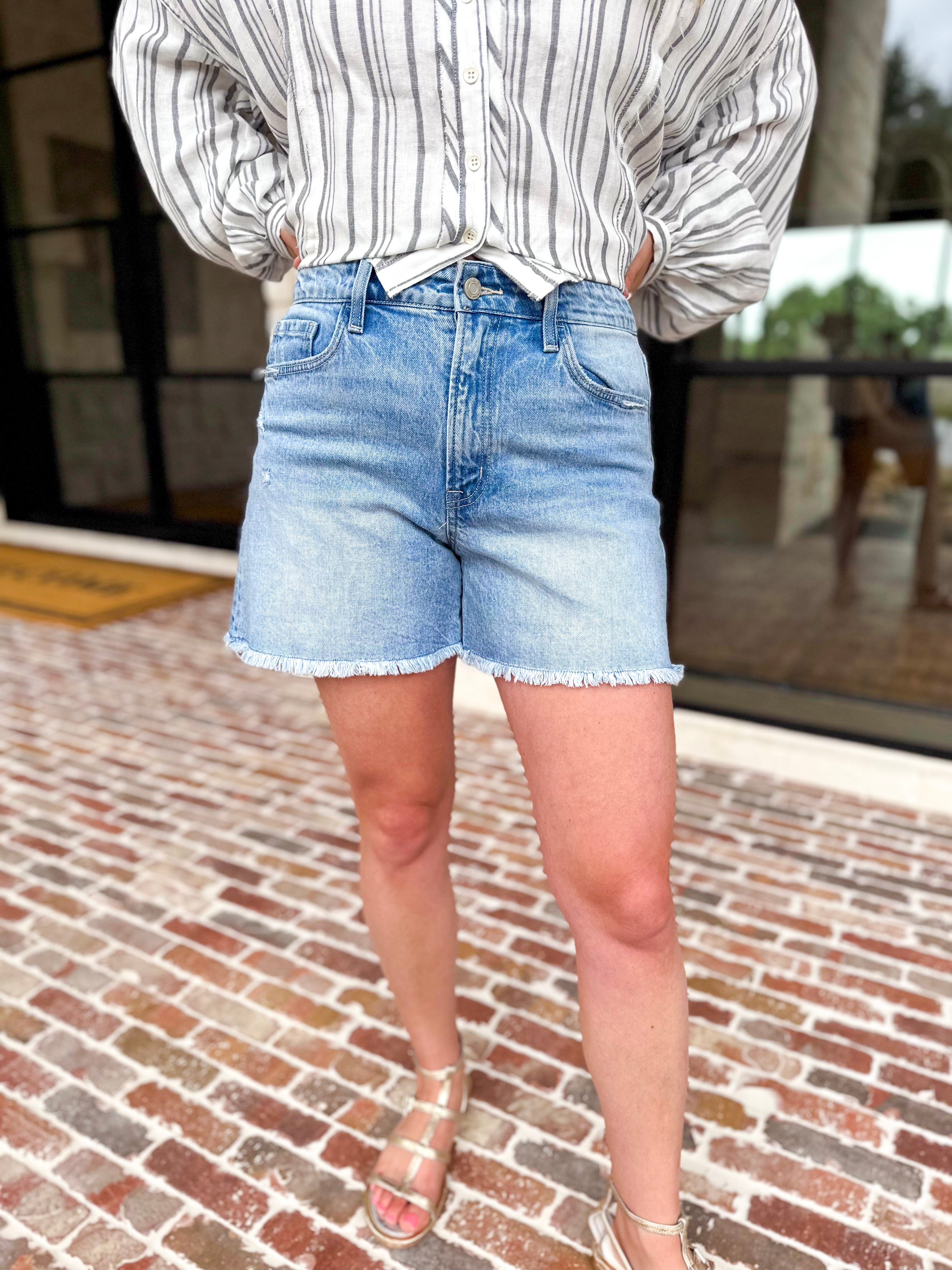 Vervet - High Rise Boyfriend Denim Shorts-410 Shorts/Skirts-VEVERT BY FLYING MONKEY-July & June Women's Fashion Boutique Located in San Antonio, Texas