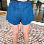 Dark Denim Comfy Shorts-410 Shorts/Skirts-SKIES ARE BLUE-July & June Women's Fashion Boutique Located in San Antonio, Texas