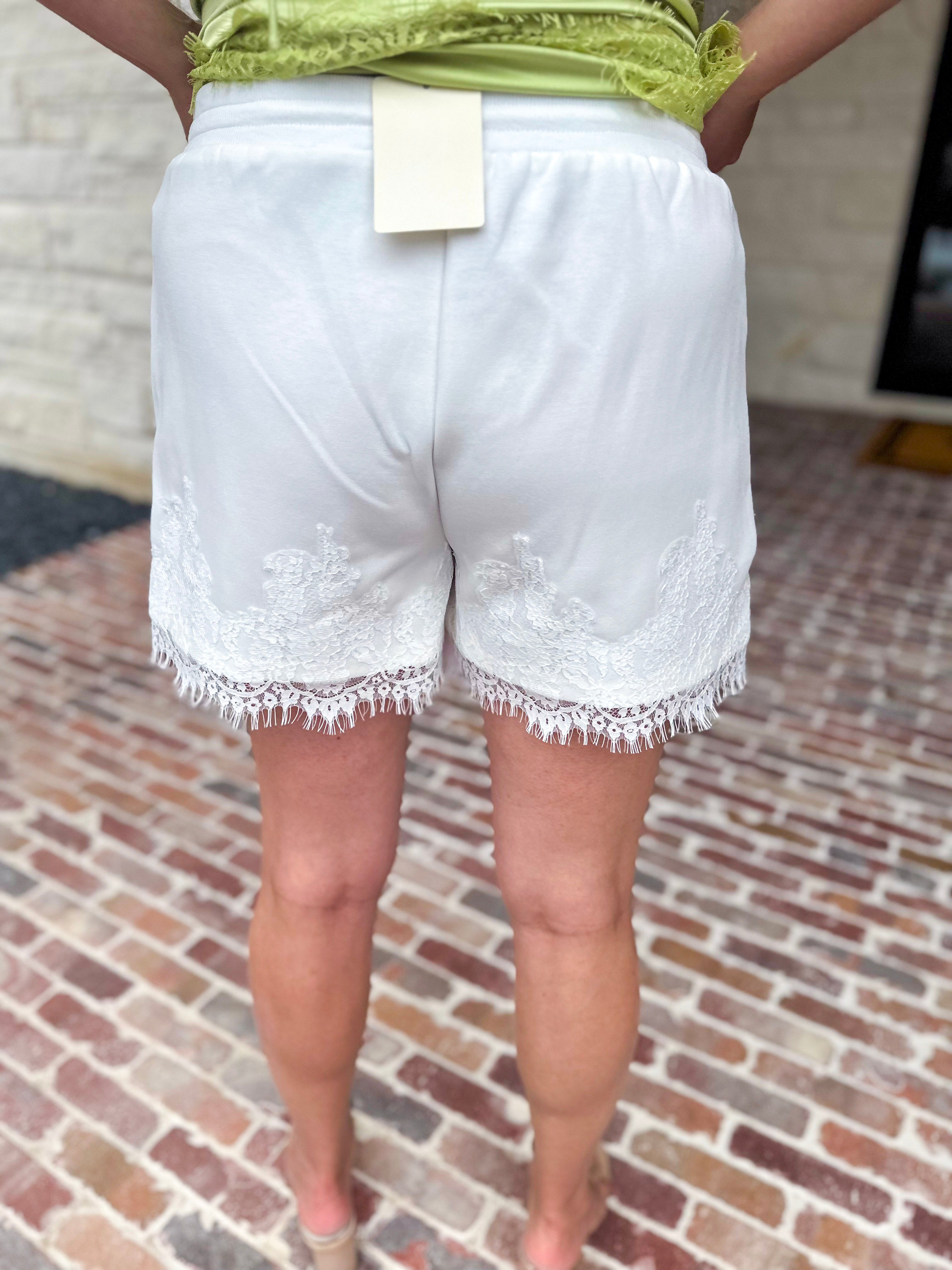 The Modern Lace Shorts - White-410 Shorts/Skirts-ENTRO-July & June Women's Fashion Boutique Located in San Antonio, Texas