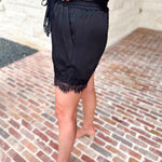 Night Out Black Lace Shorts-410 Shorts/Skirts-ENTRO-July & June Women's Fashion Boutique Located in San Antonio, Texas