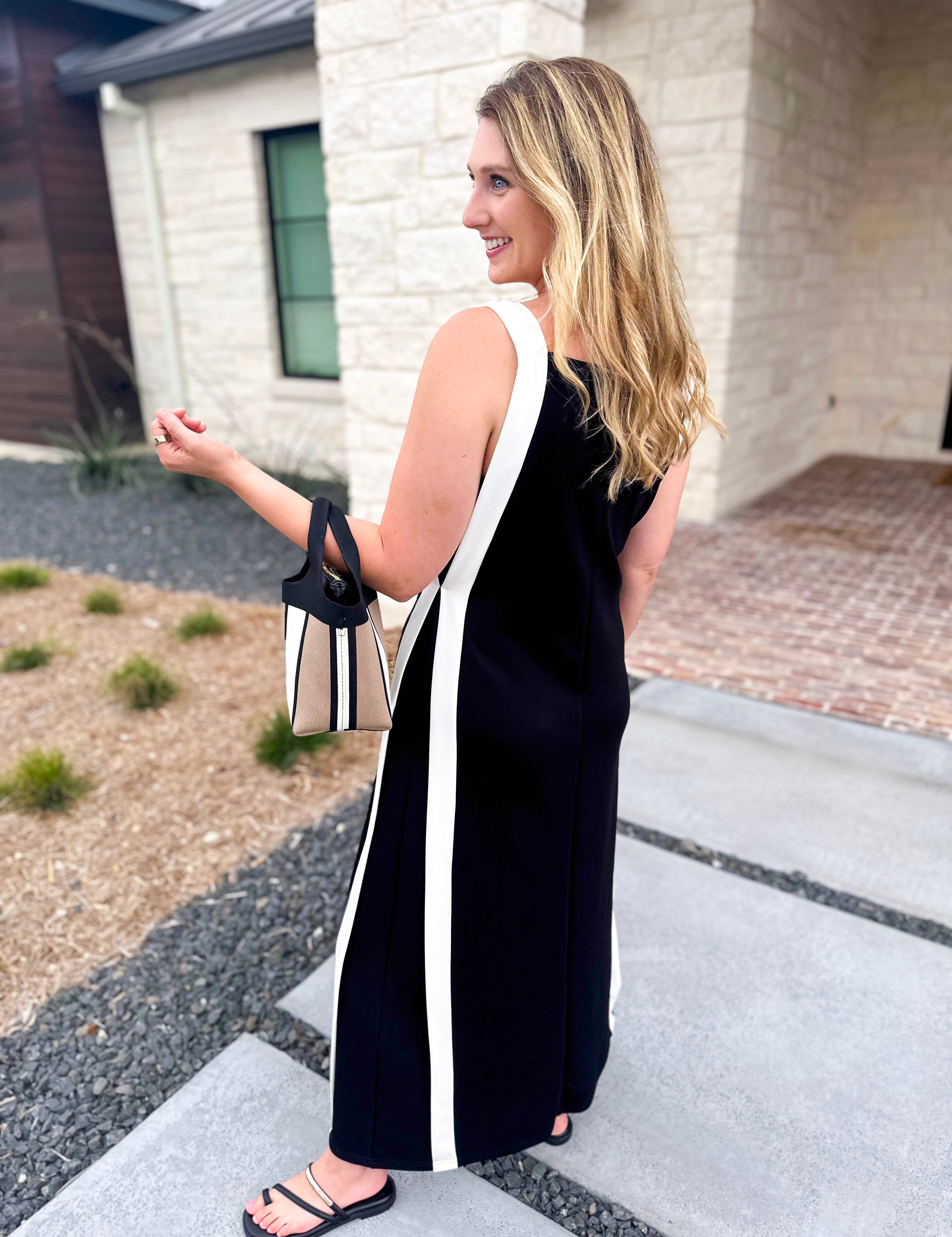 Elegant & Comfy Black Midi Dress-500 Midi-ENTRO-July & June Women's Fashion Boutique Located in San Antonio, Texas