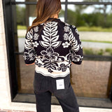 THML - The Libby Floral Sweater - Black-230 Sweaters/Cardis-THML-July & June Women's Fashion Boutique Located in San Antonio, Texas