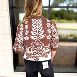 THML - The Libby Floral Sweater - Walnut-230 Sweaters/Cardis-THML-July & June Women's Fashion Boutique Located in San Antonio, Texas