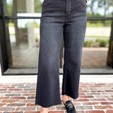 Vervet - High Rise Ankle Wide Leg Black Jeans-420 Denim-VEVERT BY FLYING MONKEY-July & June Women's Fashion Boutique Located in San Antonio, Texas