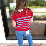 Effortless Striped Knit Top - Burgundy-230 Sweaters/Cardis-ENTRO-July & June Women's Fashion Boutique Located in San Antonio, Texas
