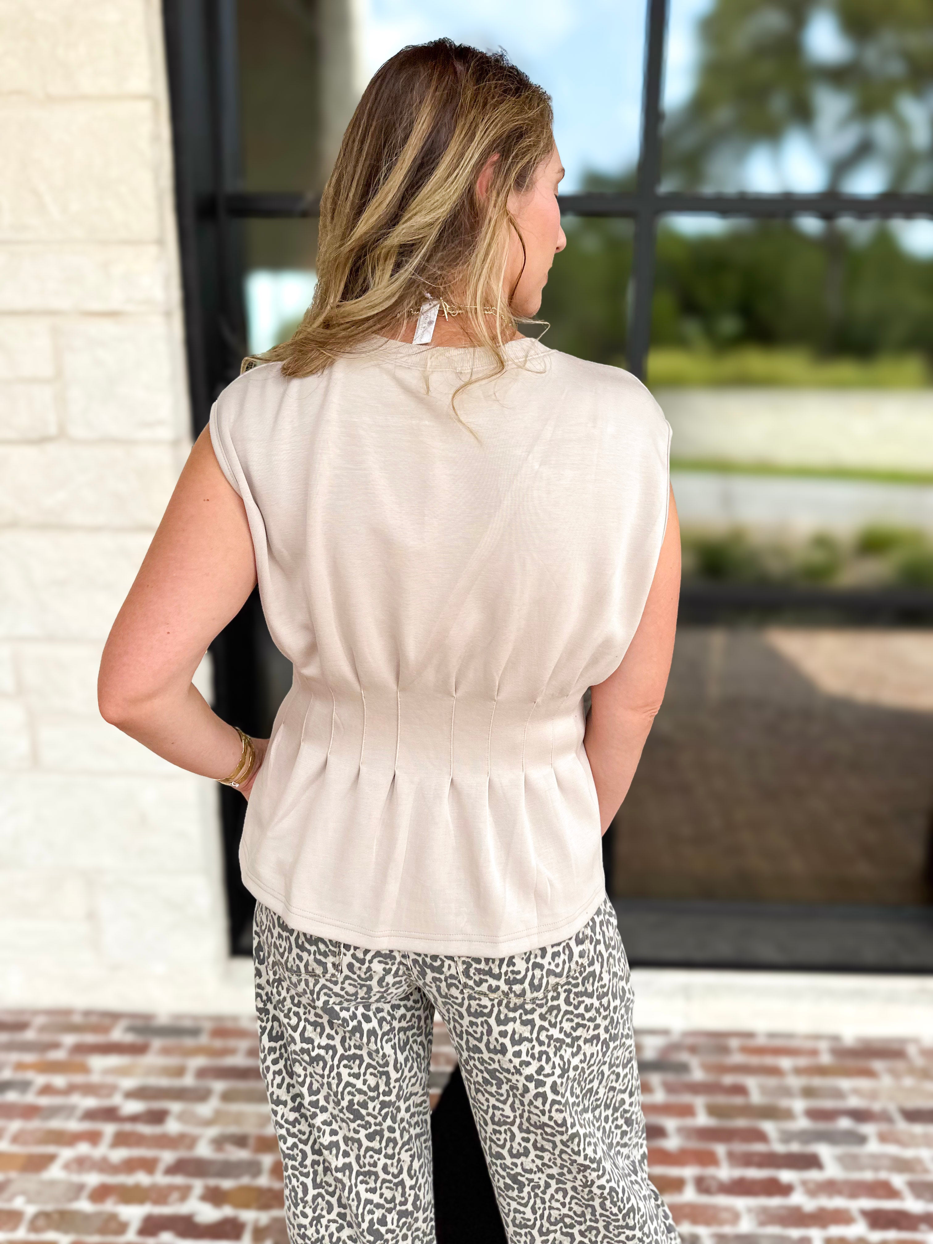 Chic Pin-Tuck Blouse - Buttercream-200 Fashion Blouses-ENTRO-July & June Women's Fashion Boutique Located in San Antonio, Texas