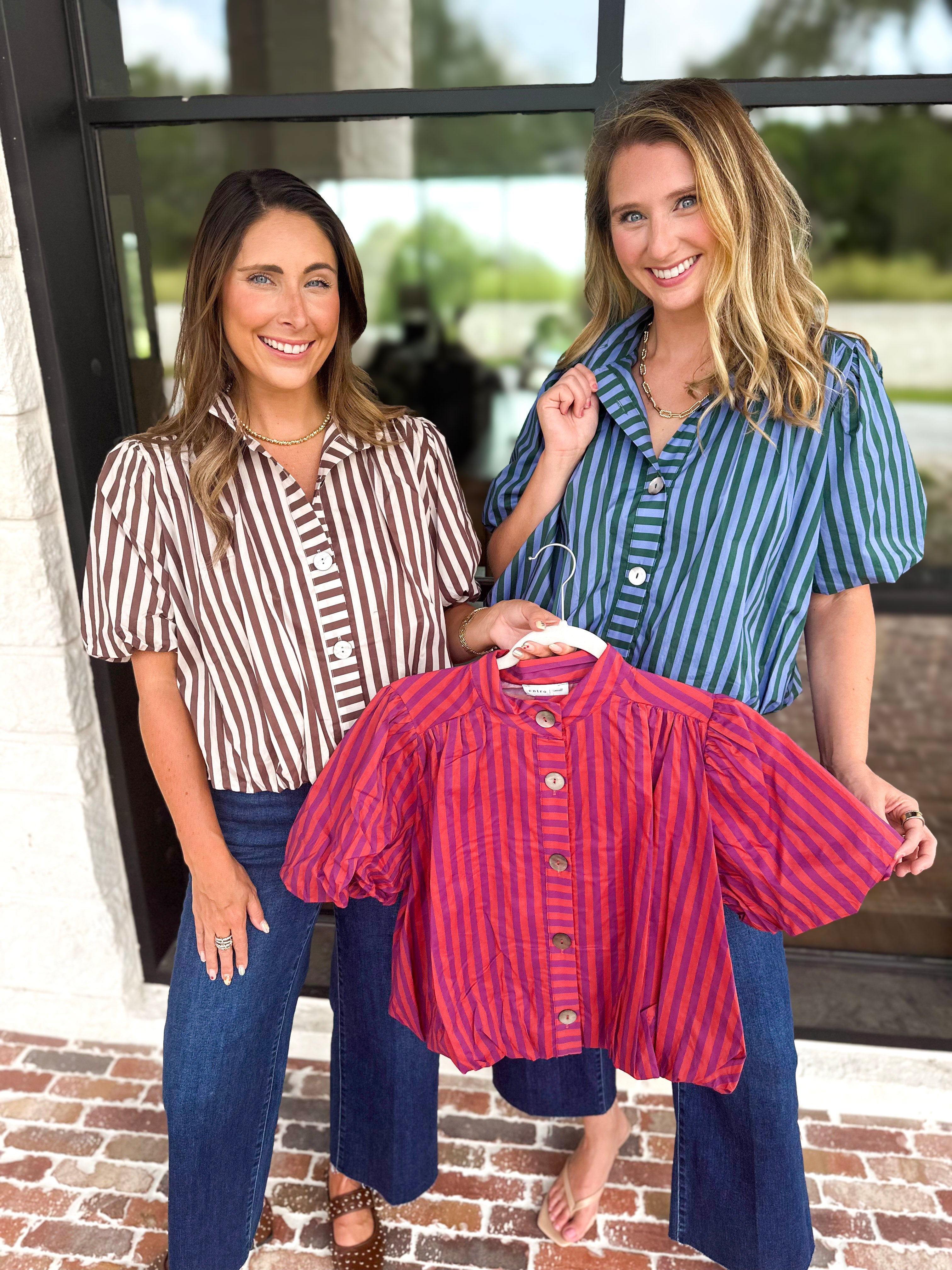 Coffee Date Blouse - Cream & Brown-200 Fashion Blouses-ENTRO-July & June Women's Fashion Boutique Located in San Antonio, Texas