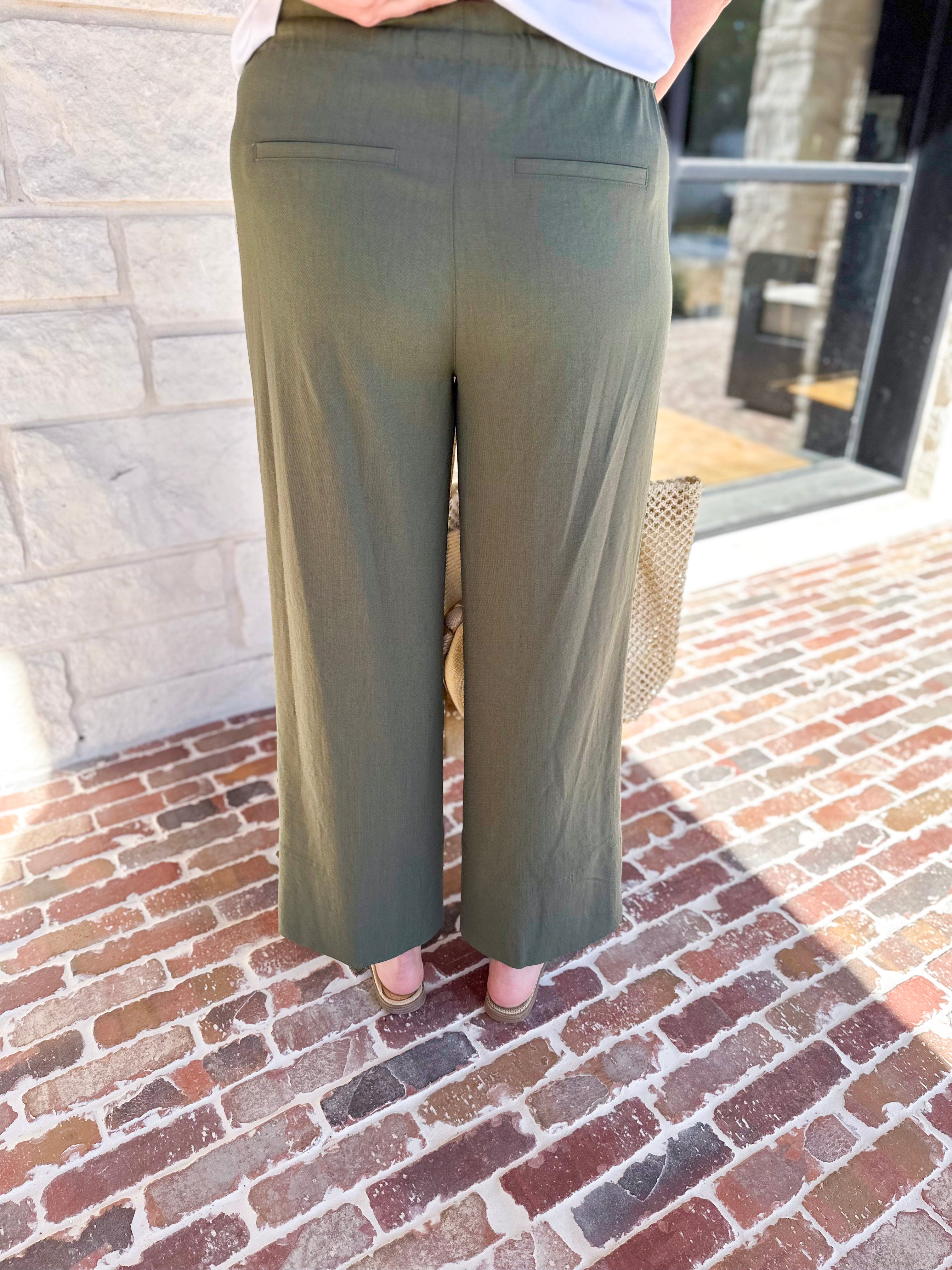 LIVERPOOL - Pull On Cropped Pant - Green-400 Pants-LIVERPOOL JEANS COMPANY-July & June Women's Fashion Boutique Located in San Antonio, Texas