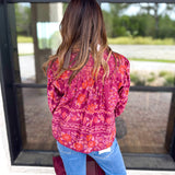 Spiced Plum Floral Blouse-200 Fashion Blouses-ENTRO-July & June Women's Fashion Boutique Located in San Antonio, Texas