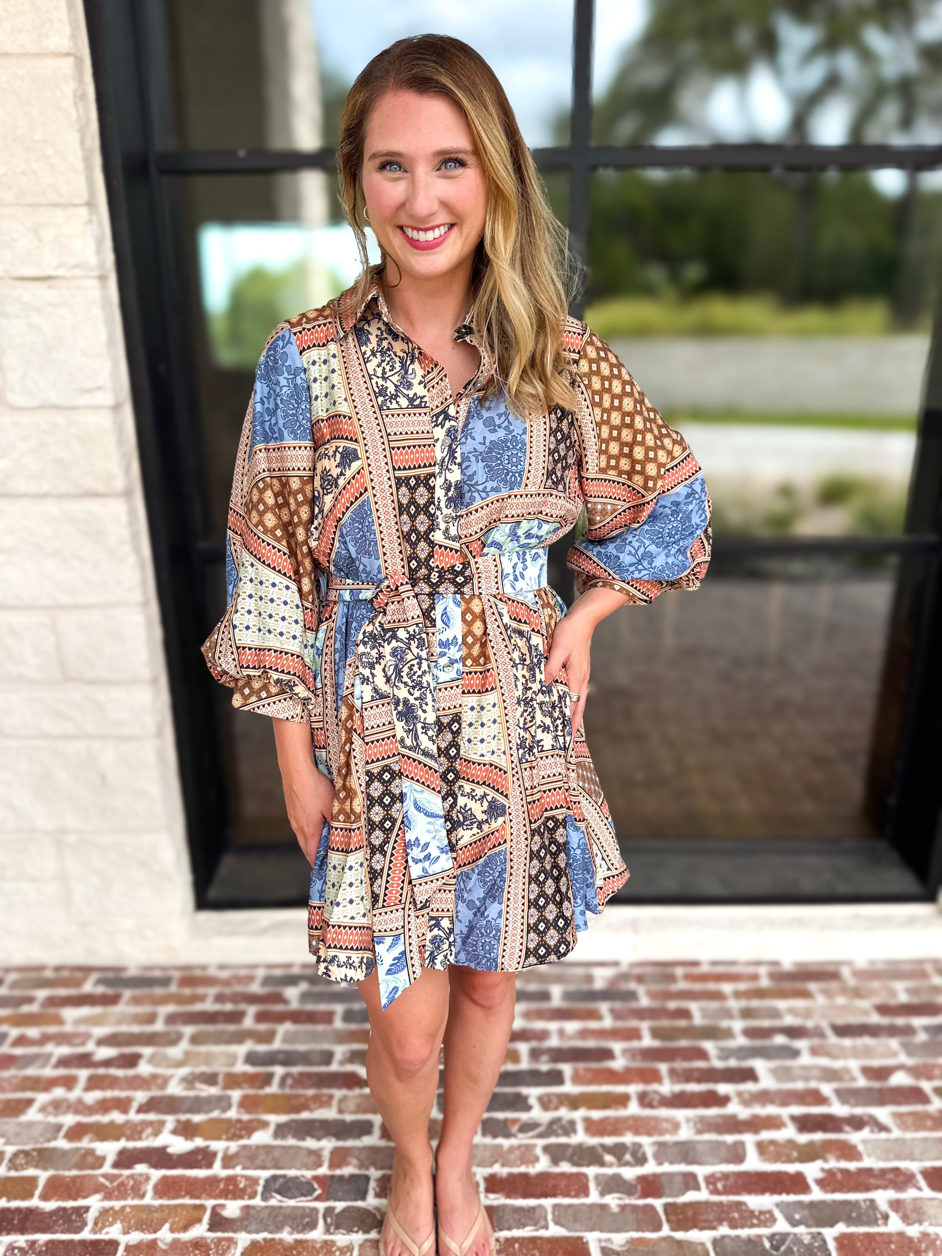 Effortless Mixed Print Mini Dress-510 Mini-ENTRO-July & June Women's Fashion Boutique Located in San Antonio, Texas