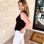 Current Air - Elevated Wrap Tank - Black-200 Fashion Blouses-CURRENT AIR CLOTHING-July & June Women's Fashion Boutique Located in San Antonio, Texas