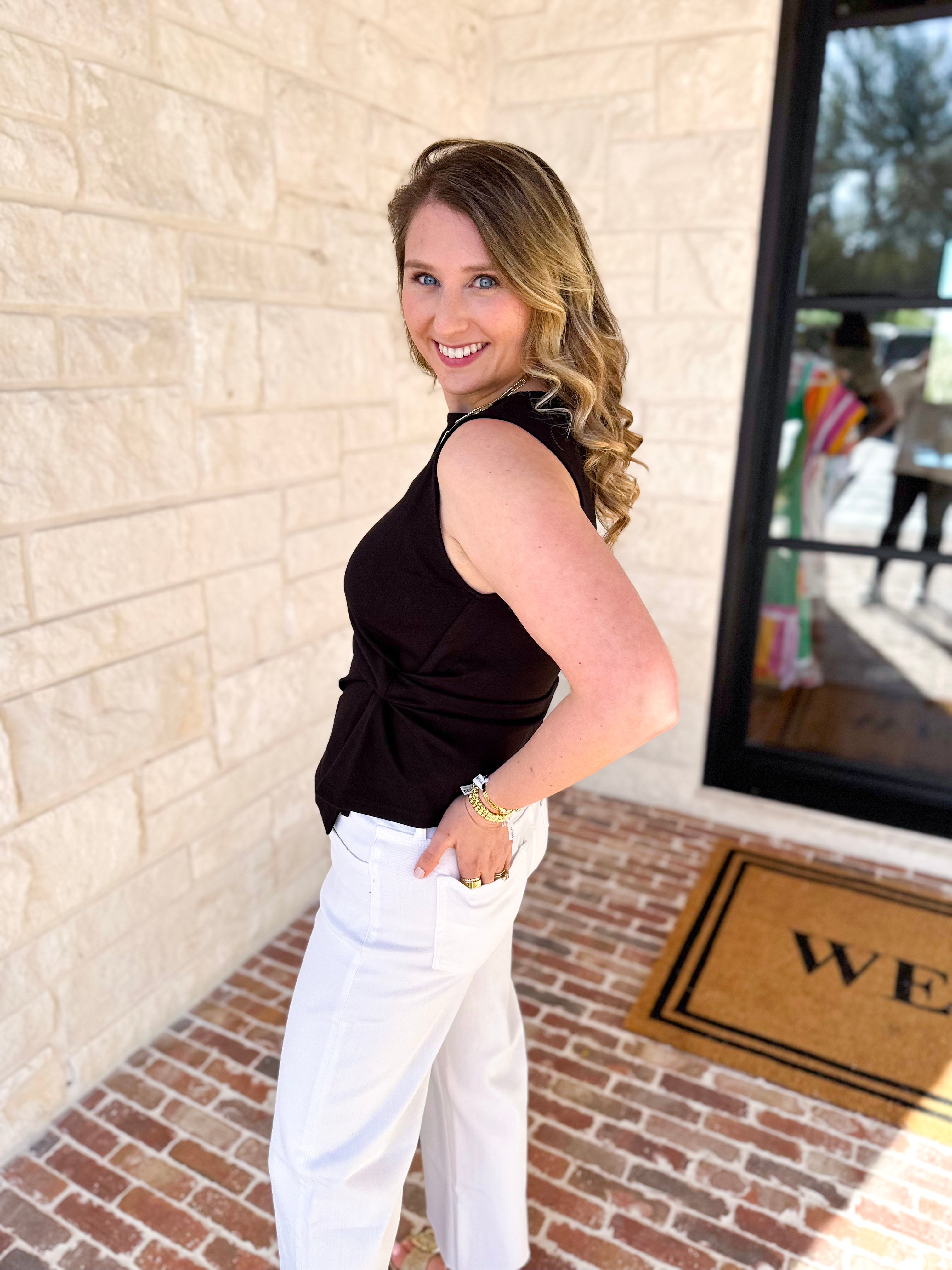 Current Air - Elevated Wrap Tank - Black-200 Fashion Blouses-CURRENT AIR CLOTHING-July & June Women's Fashion Boutique Located in San Antonio, Texas