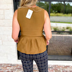 Toffee Peplum Tank-200 Fashion Blouses-ENTRO-July & June Women's Fashion Boutique Located in San Antonio, Texas
