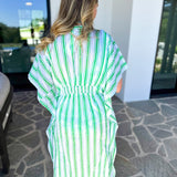 MARY SQUARE - Priscilla Short Beach Dress - Seafoam Stripe-300 Athleisure/Lounge-MARY SQUARE-July & June Women's Fashion Boutique Located in San Antonio, Texas