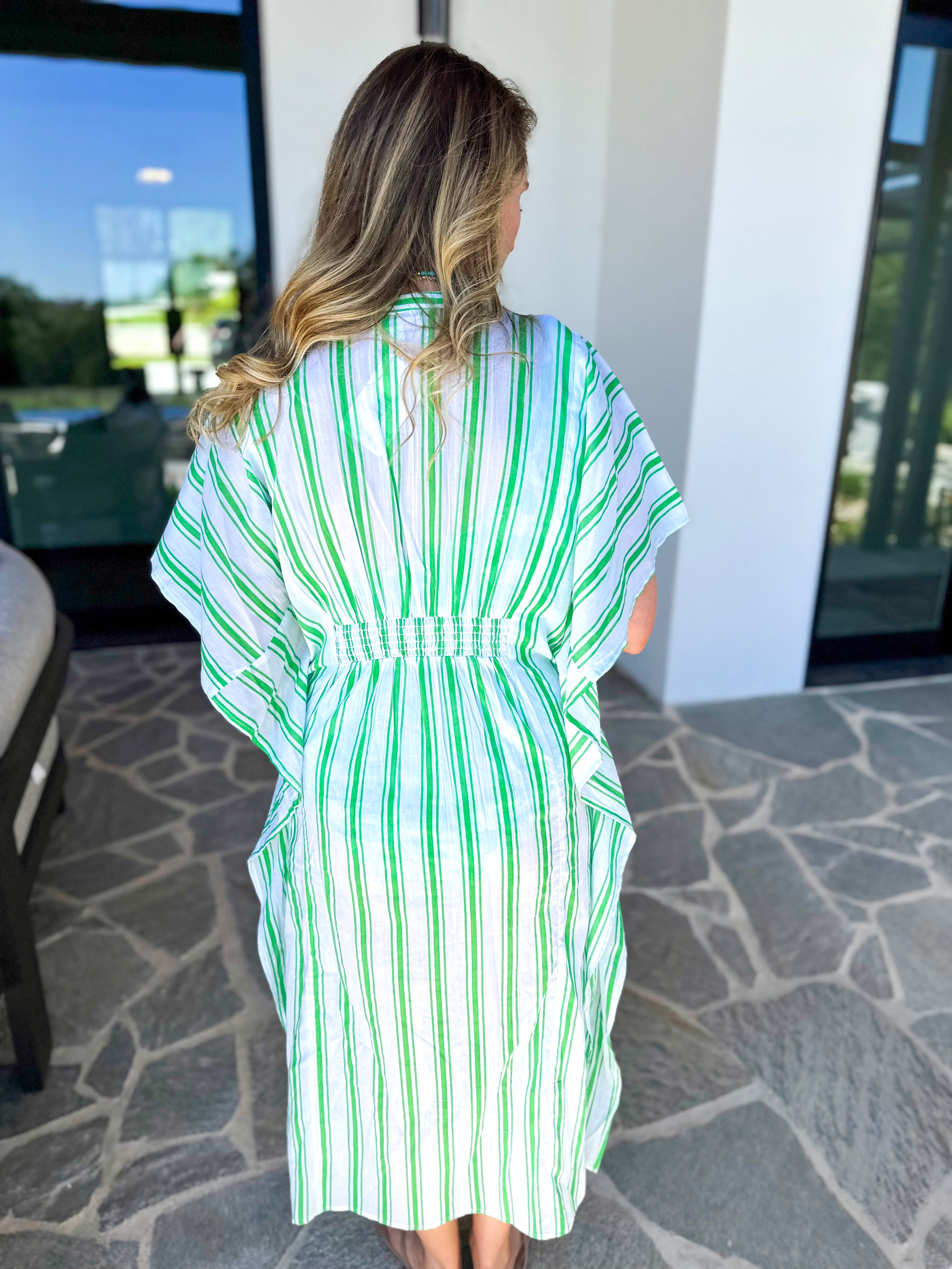 MARY SQUARE - Priscilla Short Beach Dress - Seafoam Stripe-300 Athleisure/Lounge-MARY SQUARE-July & June Women's Fashion Boutique Located in San Antonio, Texas