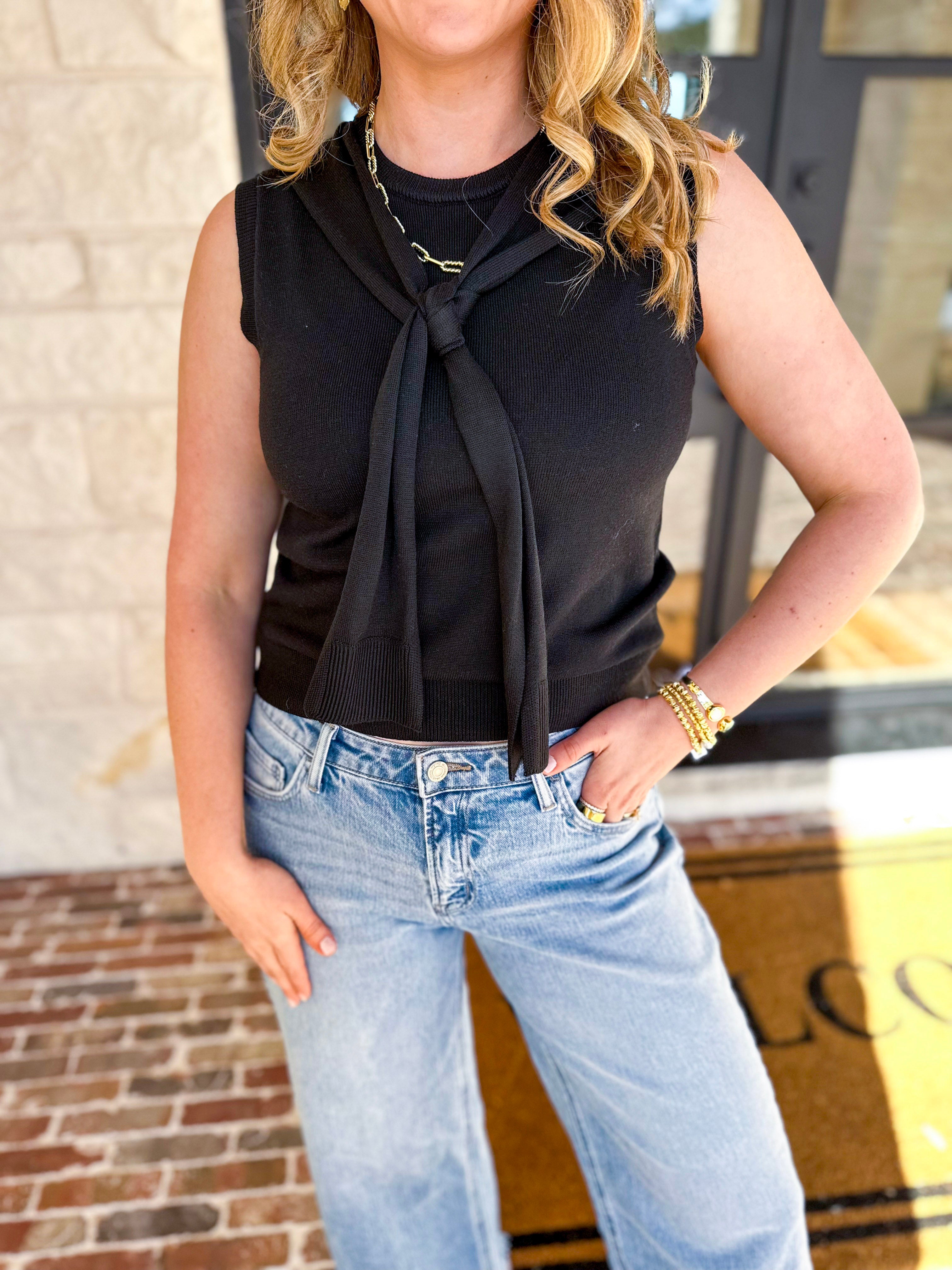 The Country Club Knit Sweater - Black-230 Sweaters/Cardis-ENTRO-July & June Women's Fashion Boutique Located in San Antonio, Texas