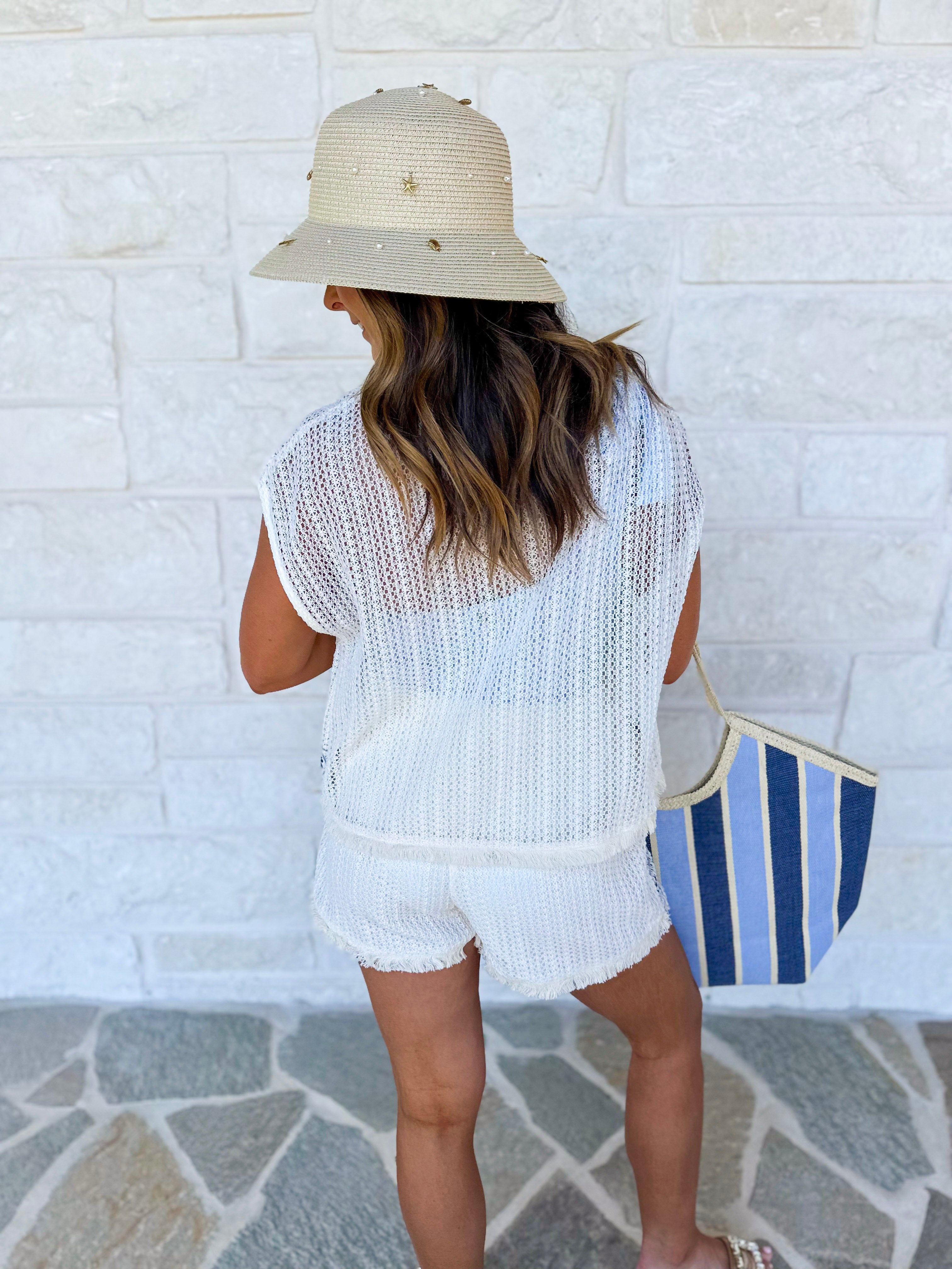 Artisan Crochet Cover Up Short Set-300 Athleisure/Lounge-IN FEBRUARY-July & June Women's Fashion Boutique Located in San Antonio, Texas