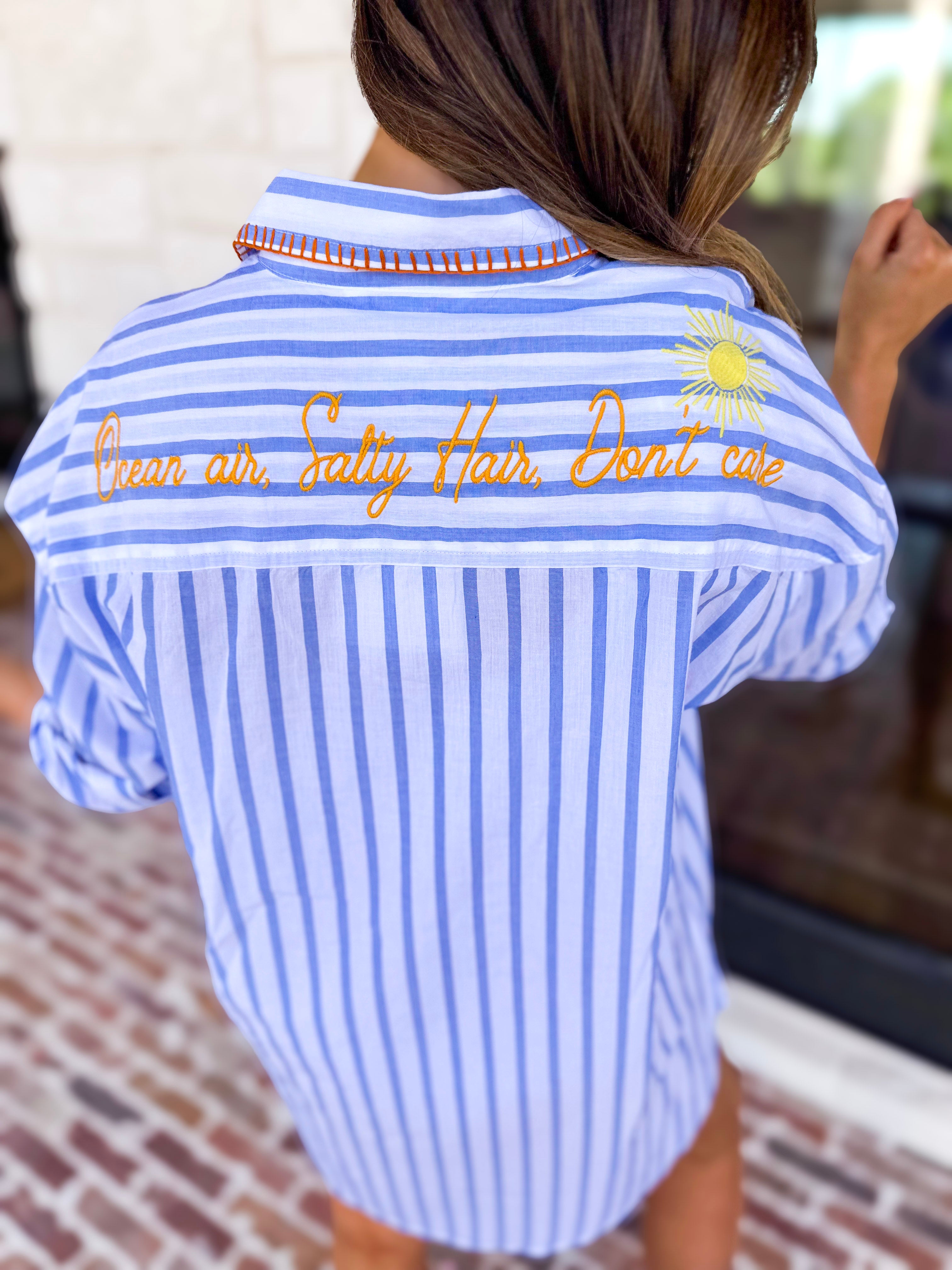 Button Down Cover Up - Ocean Air, Salty Hair-300 Athleisure/Lounge-SHIRALEAH-July & June Women's Fashion Boutique Located in San Antonio, Texas