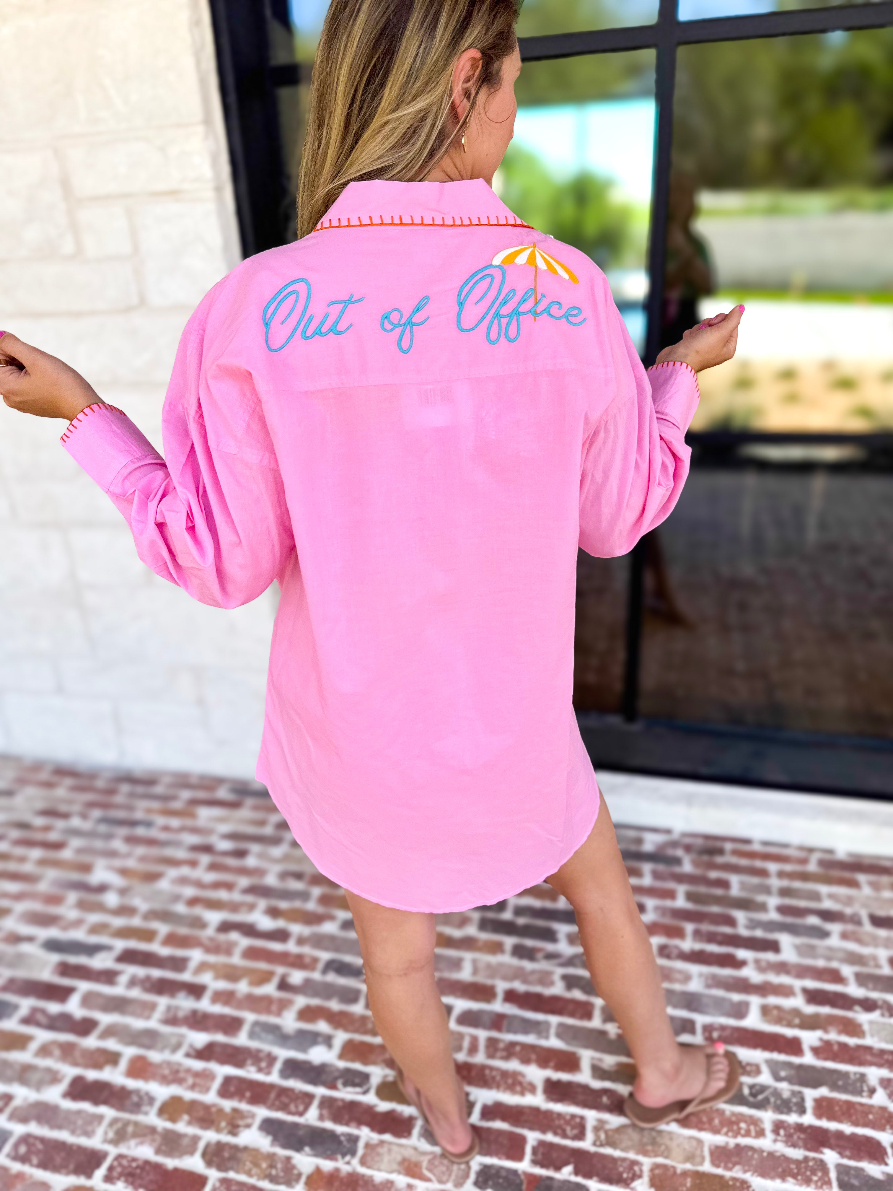 Button Down Cover Up - Pink Out Of Office-300 Athleisure/Lounge-SHIRALEAH-July & June Women's Fashion Boutique Located in San Antonio, Texas