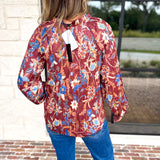 Current Air - Fall Gardens Blouse-200 Fashion Blouses-CURRENT AIR CLOTHING-July & June Women's Fashion Boutique Located in San Antonio, Texas