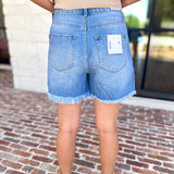 Vervet - High Rise Pleated Denim Shorts-410 Shorts/Skirts-VEVERT BY FLYING MONKEY-July & June Women's Fashion Boutique Located in San Antonio, Texas