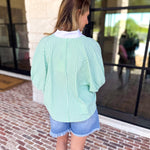 Seersucker Sweet Blouse - Light Green-200 Fashion Blouses-ENTRO-July & June Women's Fashion Boutique Located in San Antonio, Texas