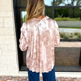 Current Air - Rosé Satin Button Down Blouse-200 Fashion Blouses-CURRENT AIR CLOTHING-July & June Women's Fashion Boutique Located in San Antonio, Texas
