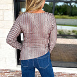 Liverpool - Asymmetrical Striped Blouse-200 Fashion Blouses-LIVERPOOL JEANS COMPANY-July & June Women's Fashion Boutique Located in San Antonio, Texas