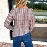 Liverpool - Asymmetrical Striped Blouse-200 Fashion Blouses-LIVERPOOL JEANS COMPANY-July & June Women's Fashion Boutique Located in San Antonio, Texas