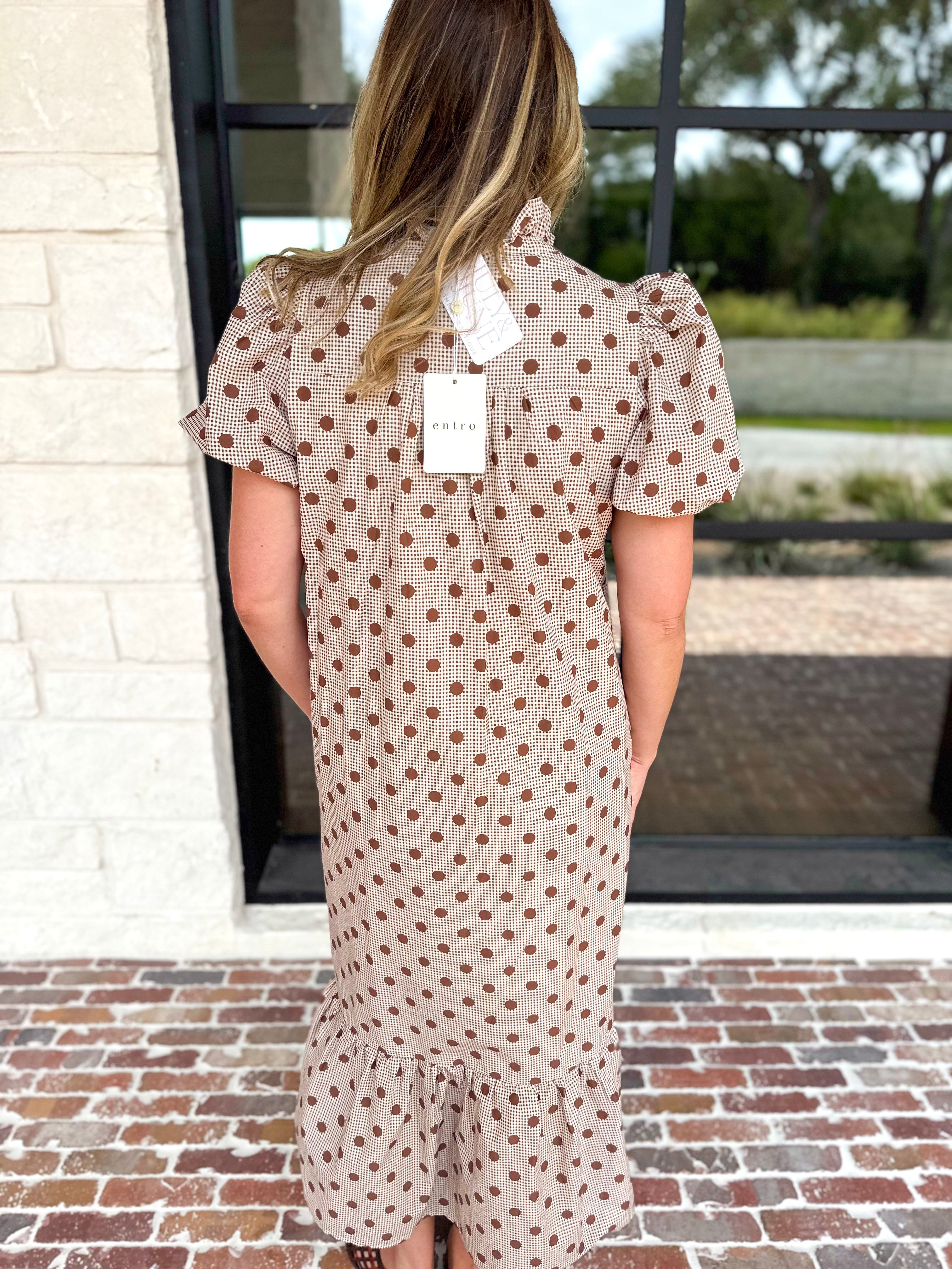 Ready Or Dot Midi Dress-500 Midi-ENTRO-July & June Women's Fashion Boutique Located in San Antonio, Texas