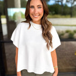 Easy Going Short Sleeve Knit Top - Ivory-230 Sweaters/Cardis-PINCH-July & June Women's Fashion Boutique Located in San Antonio, Texas