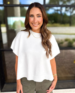 Easy Going Short Sleeve Knit Top - Ivory-230 Sweaters/Cardis-PINCH-July & June Women's Fashion Boutique Located in San Antonio, Texas