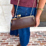 Chrissy Clutch - Espresso-130 Accessories-MELIE BIANCO-July & June Women's Fashion Boutique Located in San Antonio, Texas