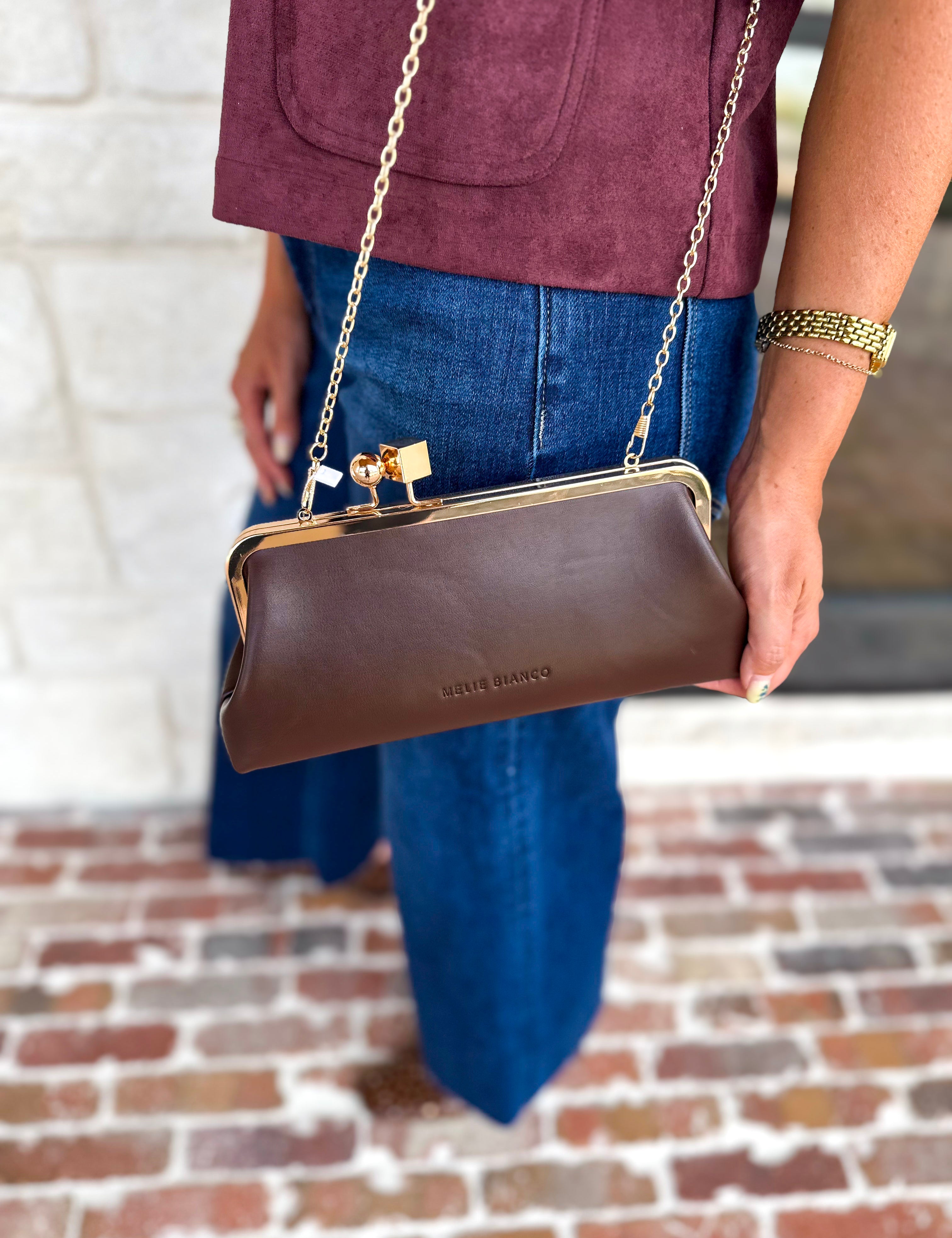 Chrissy Clutch - Espresso-130 Accessories-MELIE BIANCO-July & June Women's Fashion Boutique Located in San Antonio, Texas