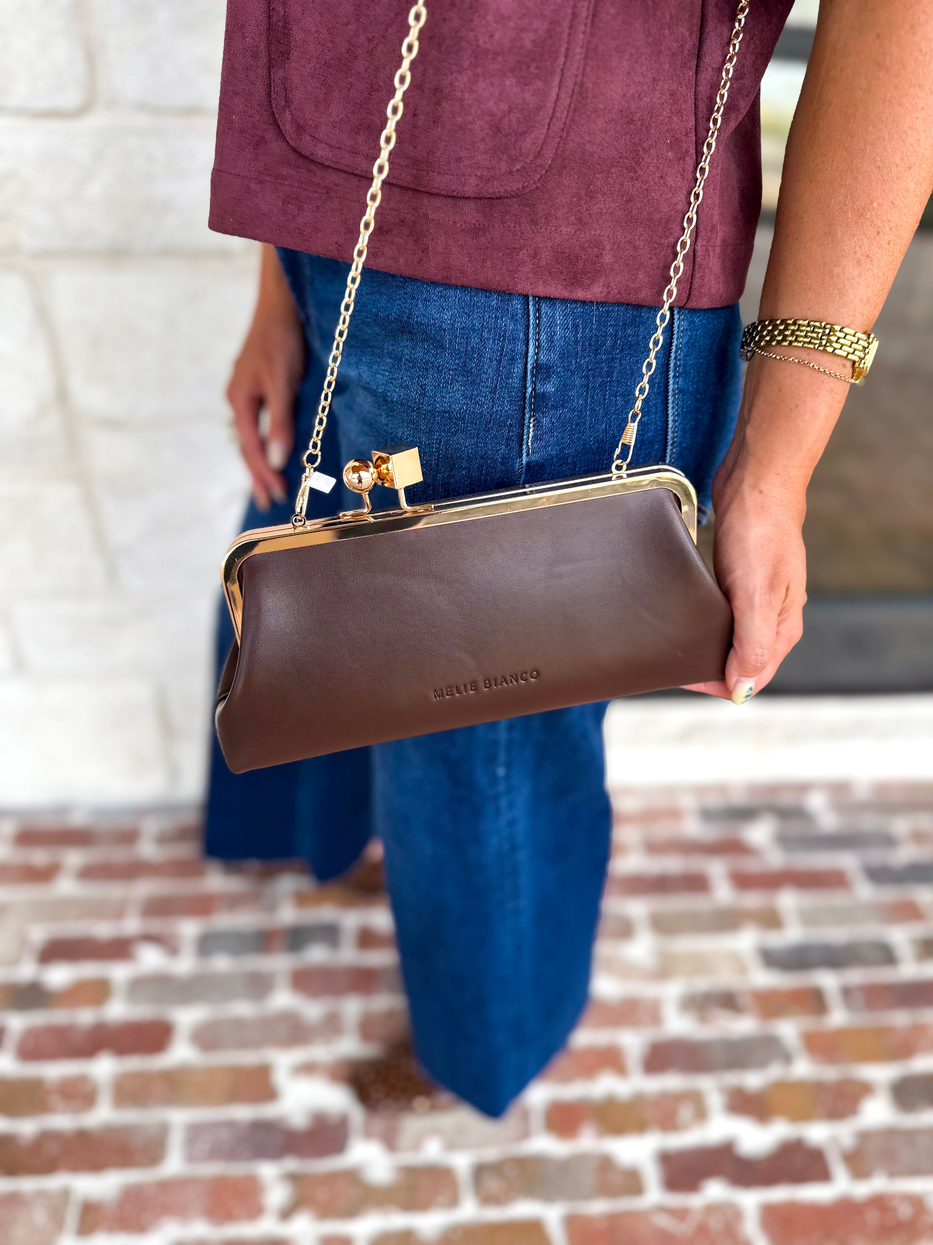 Chrissy Clutch - Espresso-130 Accessories-MELIE BIANCO-July & June Women's Fashion Boutique Located in San Antonio, Texas