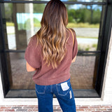 Easy Going Short Sleeve Knit Top - Espresso-230 Sweaters/Cardis-PINCH-July & June Women's Fashion Boutique Located in San Antonio, Texas