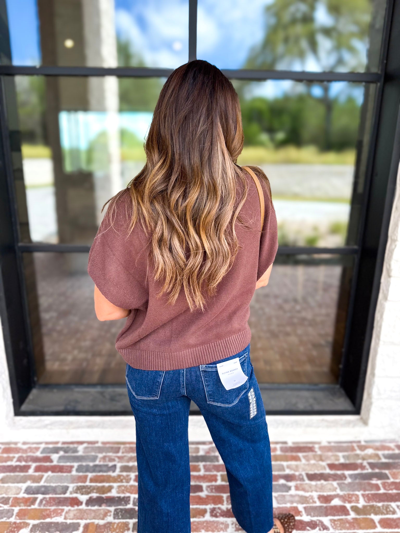 Easy Going Short Sleeve Knit Top - Espresso-230 Sweaters/Cardis-PINCH-July & June Women's Fashion Boutique Located in San Antonio, Texas