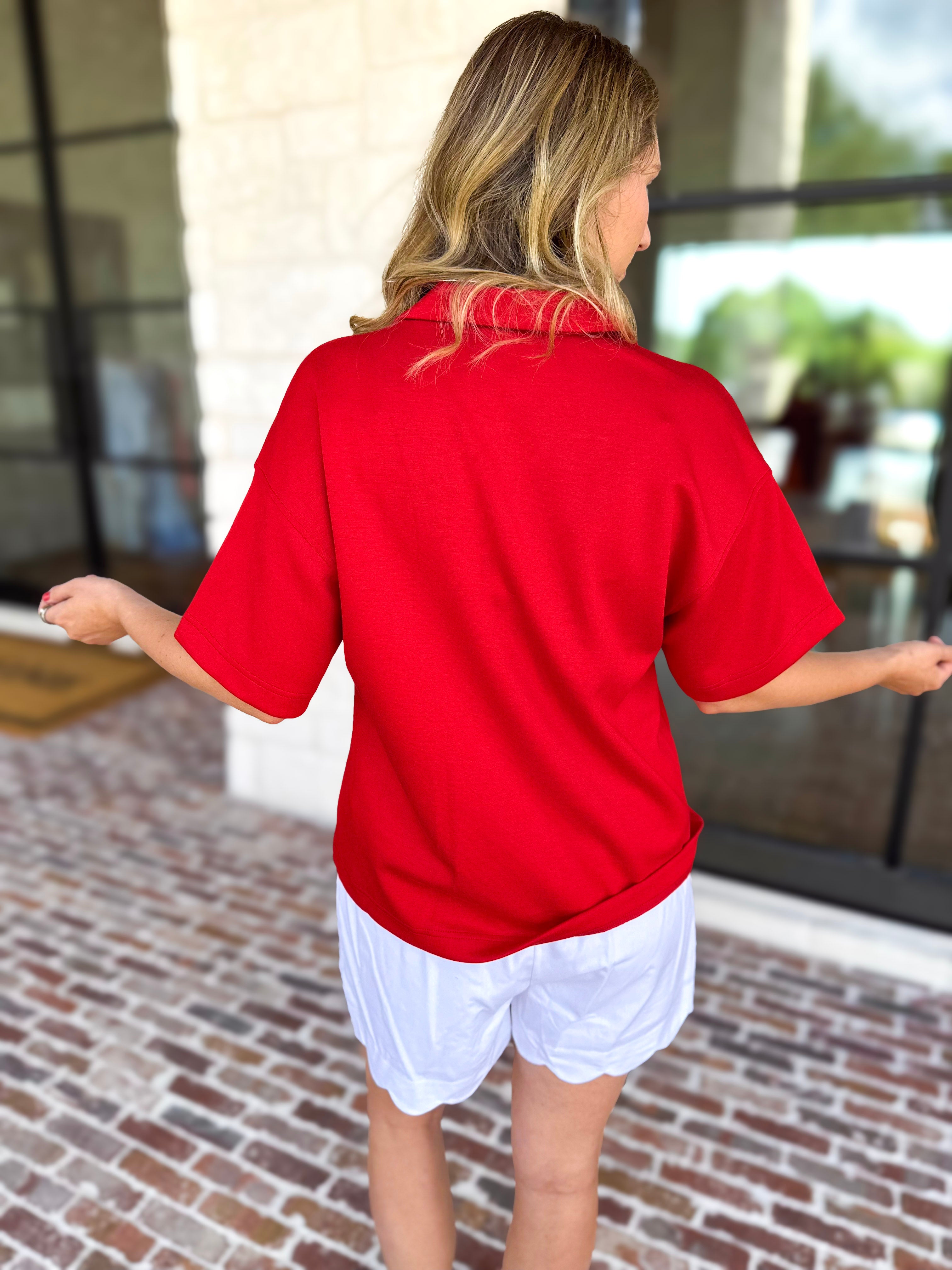 Everyday Pick Top - Red-210 Casual Blouses-JODIFL-July & June Women's Fashion Boutique Located in San Antonio, Texas