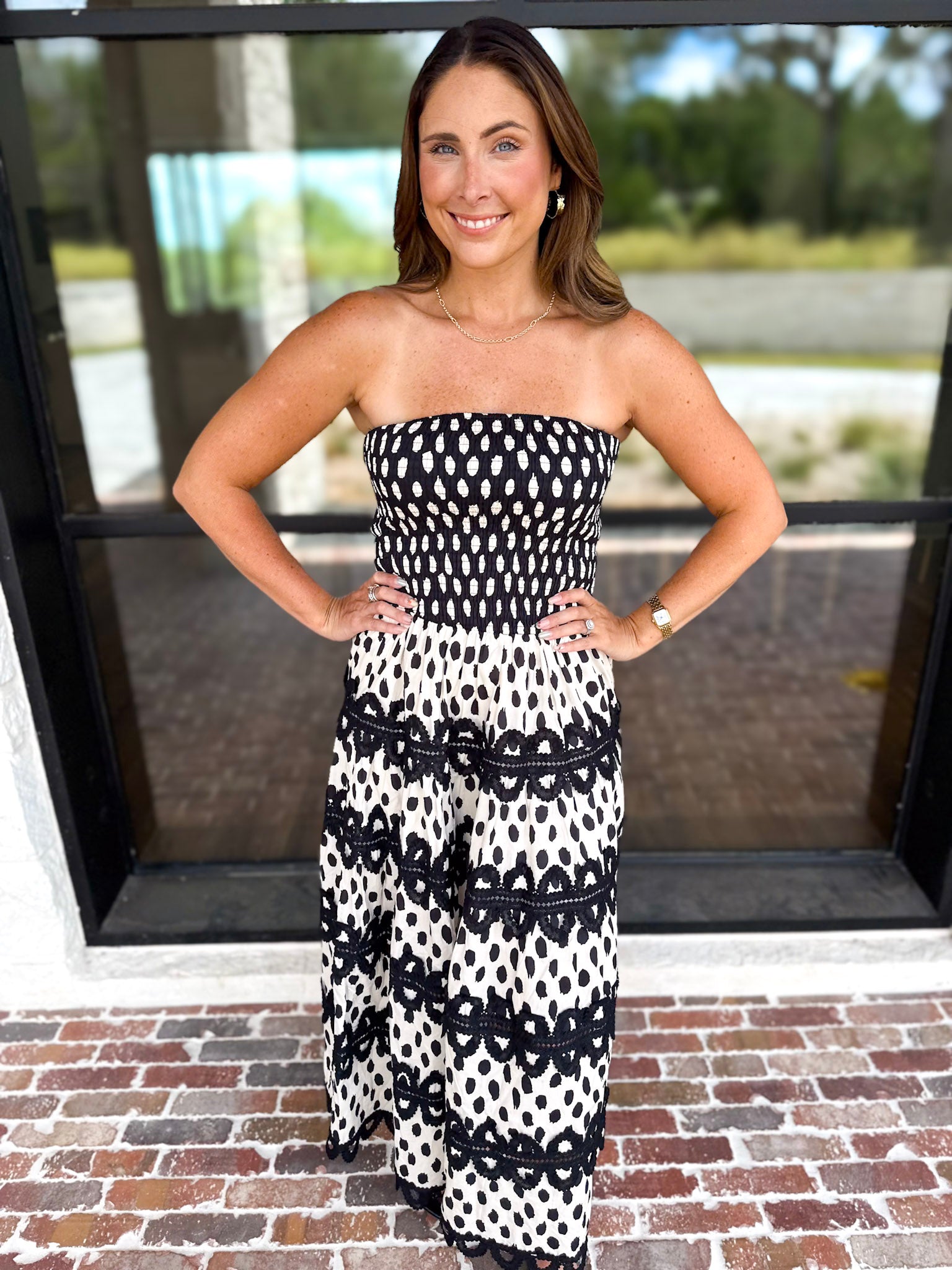 The Lexie Midi Dress - Black & White Dot-500 Midi-STRUT & BOLT-July & June Women's Fashion Boutique Located in San Antonio, Texas
