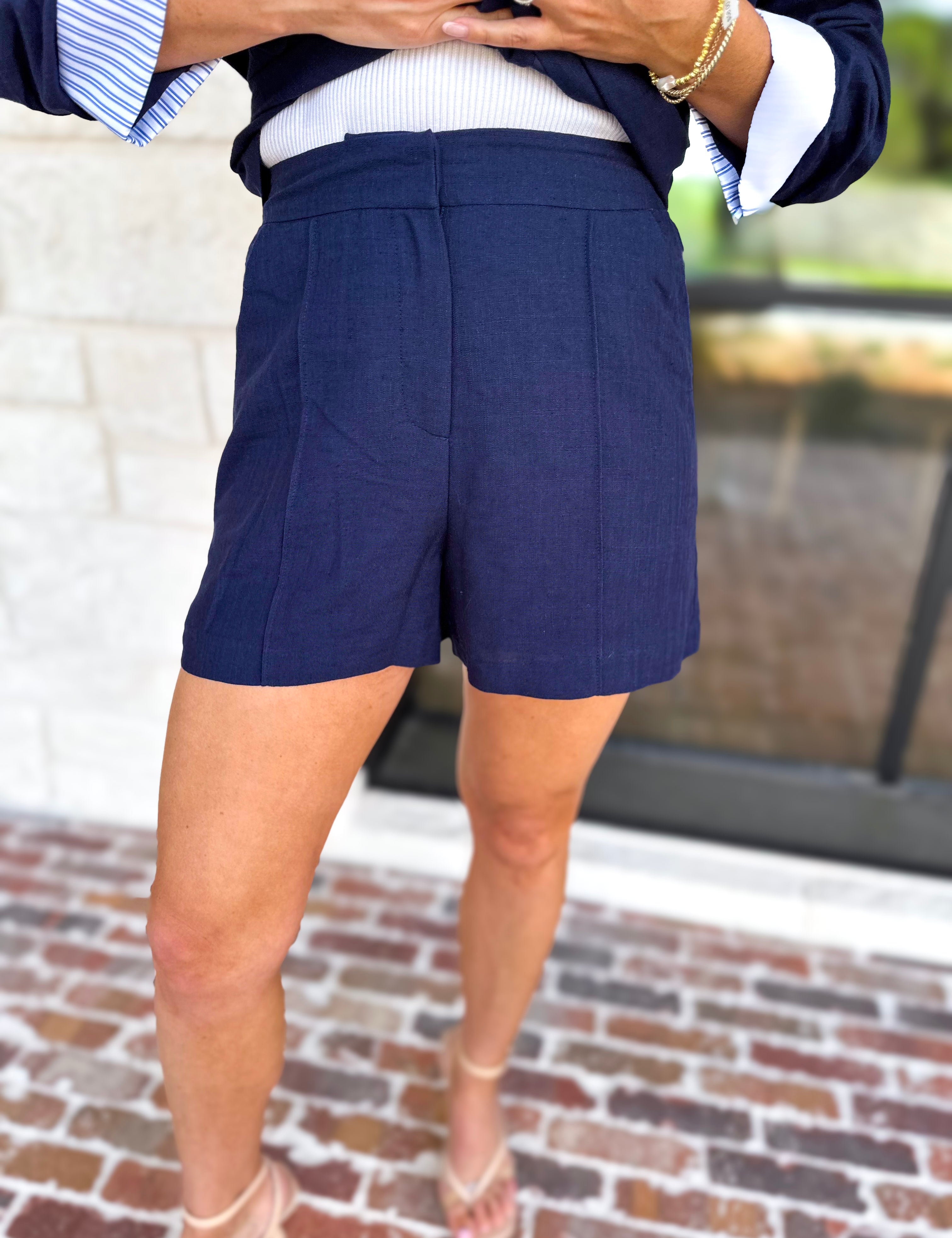 The Newport Navy Shorts-410 Shorts/Skirts-SKIES ARE BLUE-July & June Women's Fashion Boutique Located in San Antonio, Texas