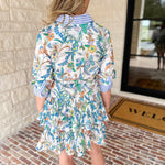 Current Air - Floral Contrast Stripe Mini Dress-510 Mini-CURRENT AIR CLOTHING-July & June Women's Fashion Boutique Located in San Antonio, Texas