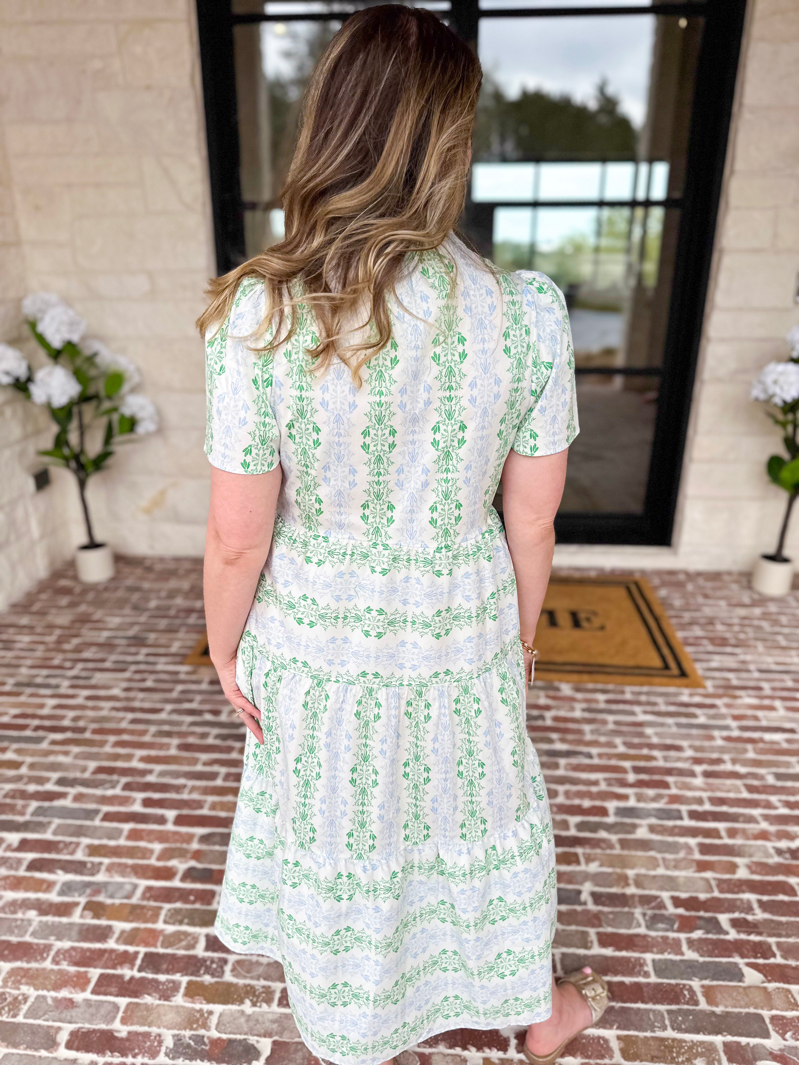 Mary Square - Heirloom Ivy Green Midi Dress-500 Midi-MARY SQUARE-July & June Women's Fashion Boutique Located in San Antonio, Texas