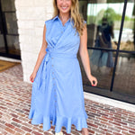 The Polished Light Blue Midi Dress-500 Midi-ENTRO-July & June Women's Fashion Boutique Located in San Antonio, Texas